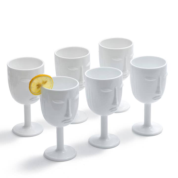 Everest Global - Wholesale Wine Glass - Human Face Black/White Goblet Glasses set of 61