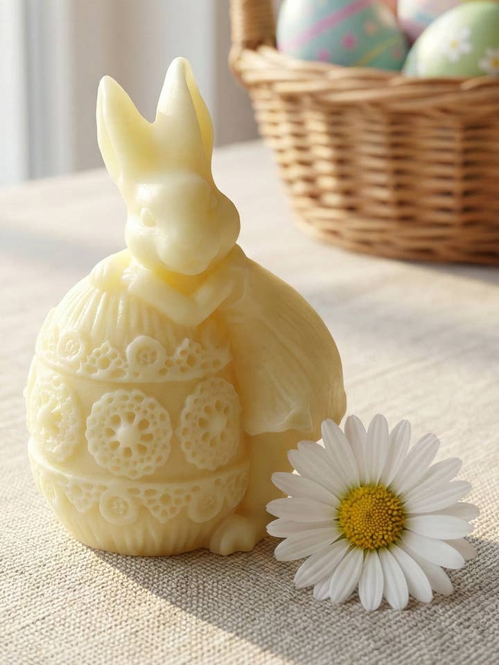 Mini bougie lapin de Pâques | Décor printanier fait main pour la vente par Crazy About Candles