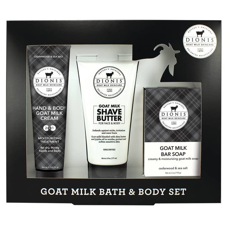 Cedarwood & Sea Salt Bath & Body 3 Piece Gift Set for wholesale by Dionis Goat Milk Skincare