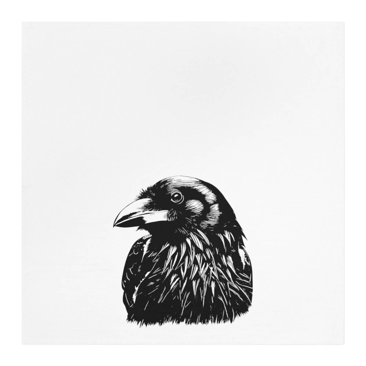 Our Wild Puget Sound - Wholesale Tea Towel - Raven Portrait 100% Cotton Printed Kitchen Tea Towel2