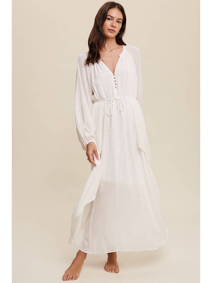 Sheer Trend – wholesale Klänning - Dam – Knapp Fram Drapey Maxi Klänning