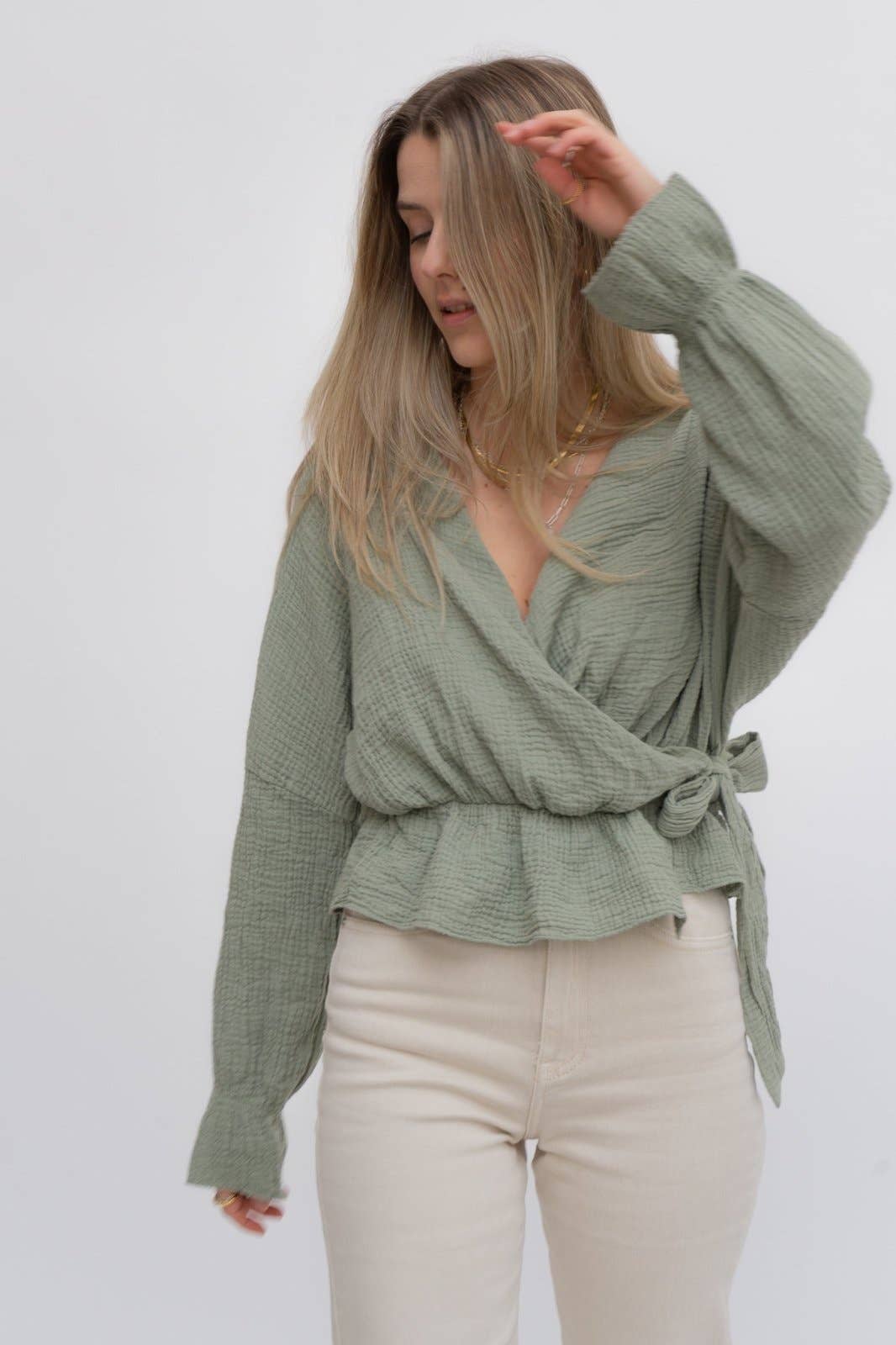 Wild Daisy - Wholesale Blouse - Women's - Oversized shirt BEST OF BONNIE in khaki2
