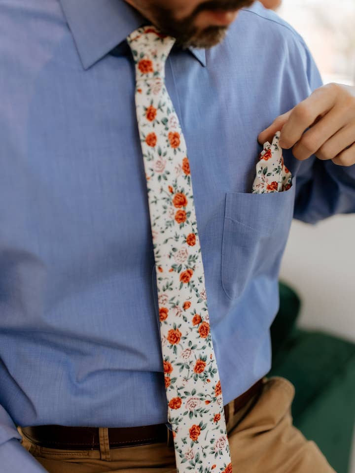 Frederick Cotton Floral Neck Tie for wholesale by London Jae Apparel