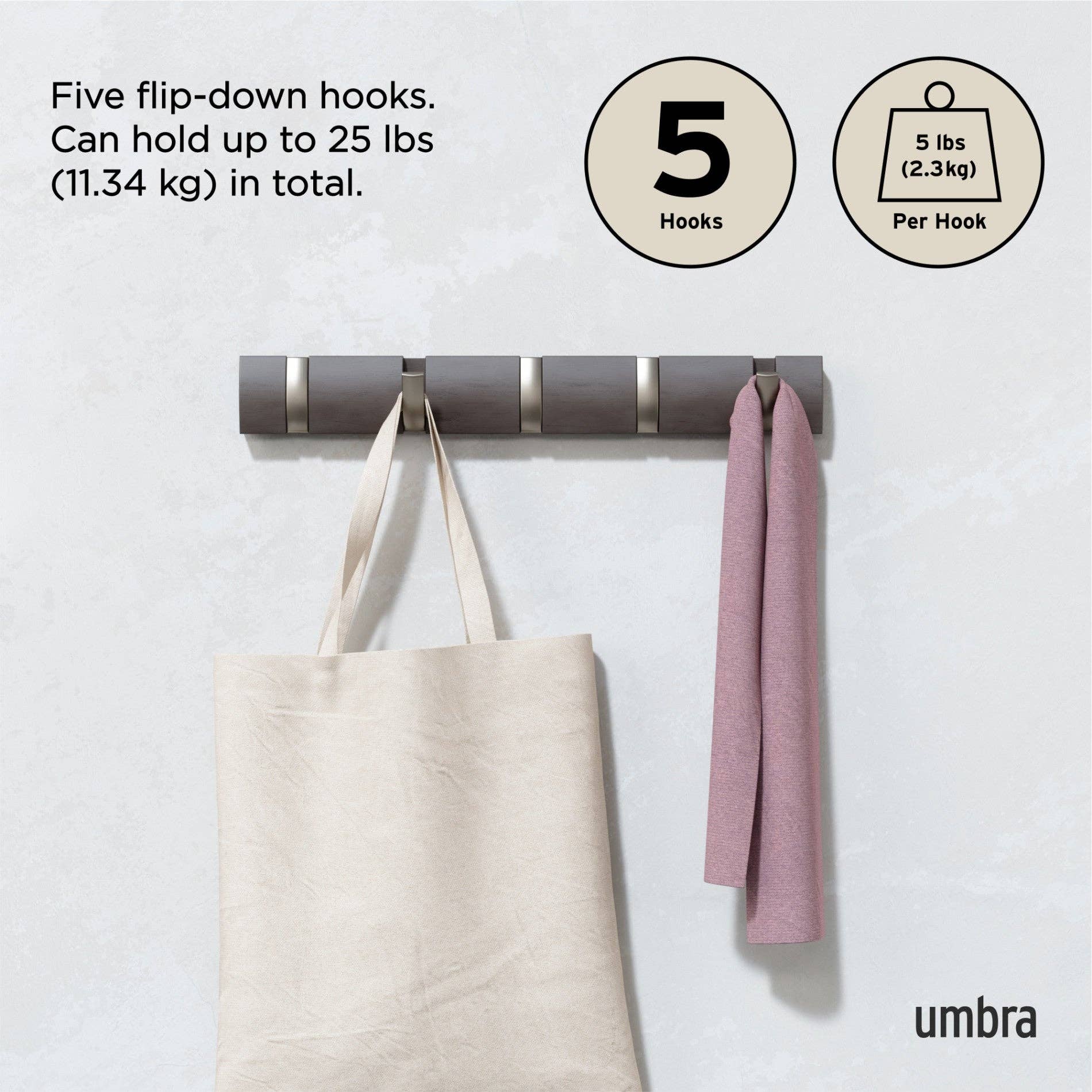 Umbra - Wholesale Wall Hook - Flip 5 Wall Mounted Hook25
