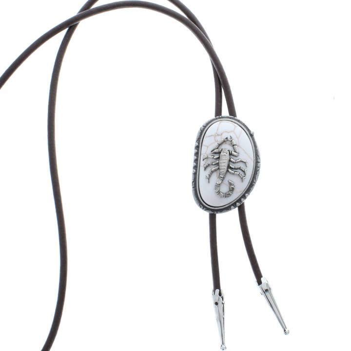 HHH Designs - Wholesale Woven Necklace - Scorpion BOLO, Black cord silver tips