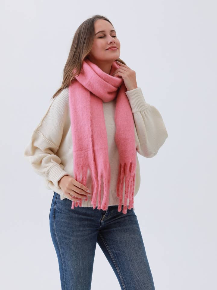 Cozy Knit Soild Scarf with Tassels - Bestseller! for wholesale by Leto Accessories