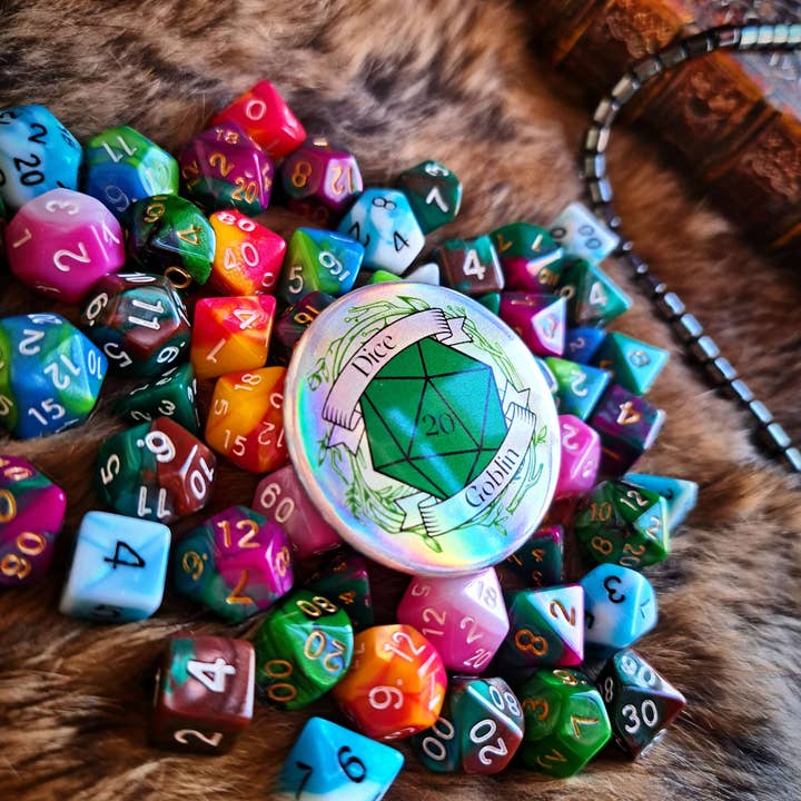 Pink Dice Bag - Wholesale Lapel pin/button - Dice Goblin Flat Holographic Pin Badge2