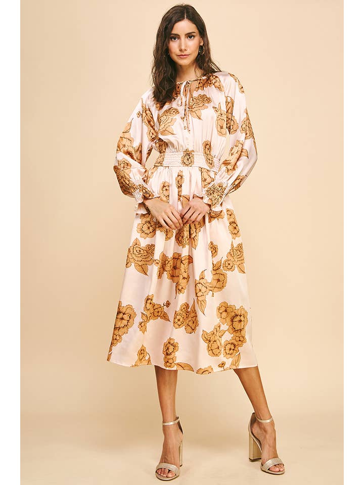 PINCH - Wholesale Dress - Women's - FLORAL PRINT MIDI DRESS - 5547D2