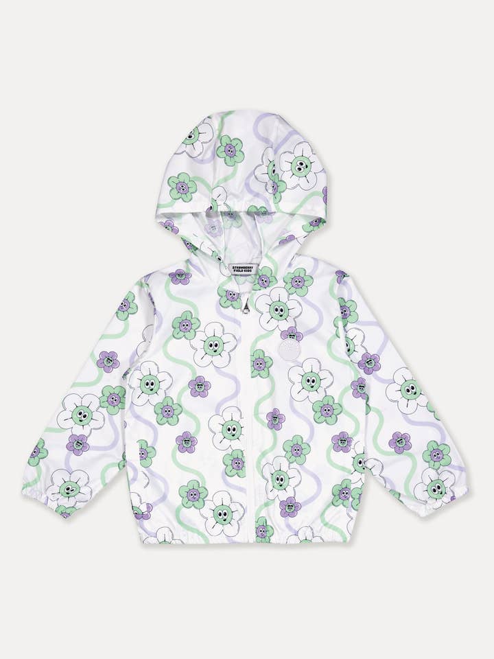 FLOWER UV WINDBREAKER (WHITE) for wholesale by Strawberry Field Kids