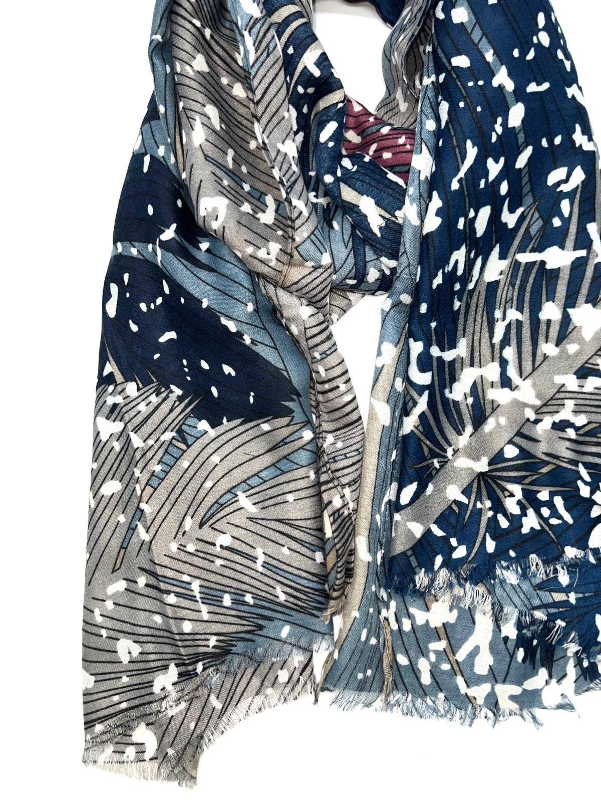 LINETA - Wholesale Scarf - Women's - H2018-77 Scarf with leaf pattern print8