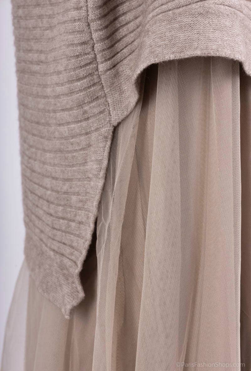 L'Emotion – wholesale Dress – Women's – Striped Textured Sweater Set & Tulle Dress11