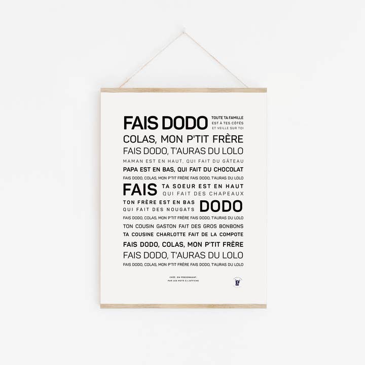 Poster Sleep Colas Mon P'tit Frère for wholesale by LES MOTS A L'AFFICHE
