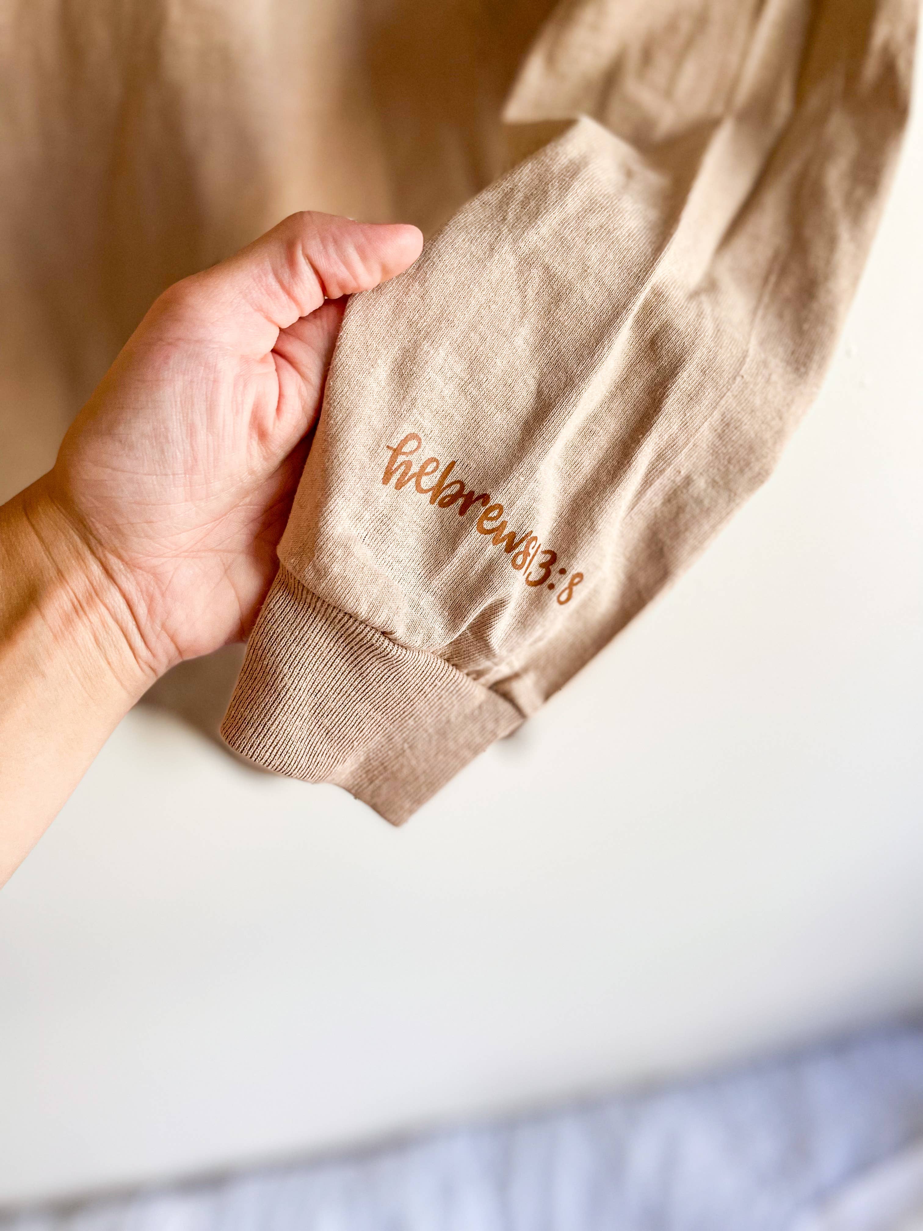 HH and Grace Co - Wholesale Screen Printed T-Shirt - Women's - Yesterday, Today, Forever Hebrews 13:8 Long Sleeve T-Shirt1