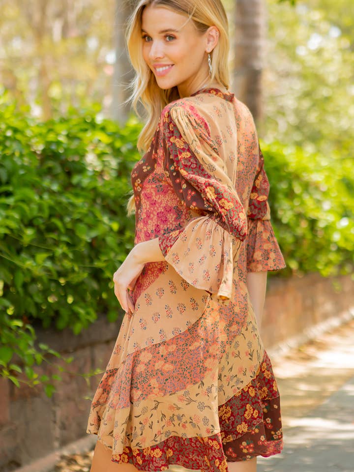 Young Threads - Wholesale Dress - Women's - Boho Patchwork Overdyed Babydoll Dress12