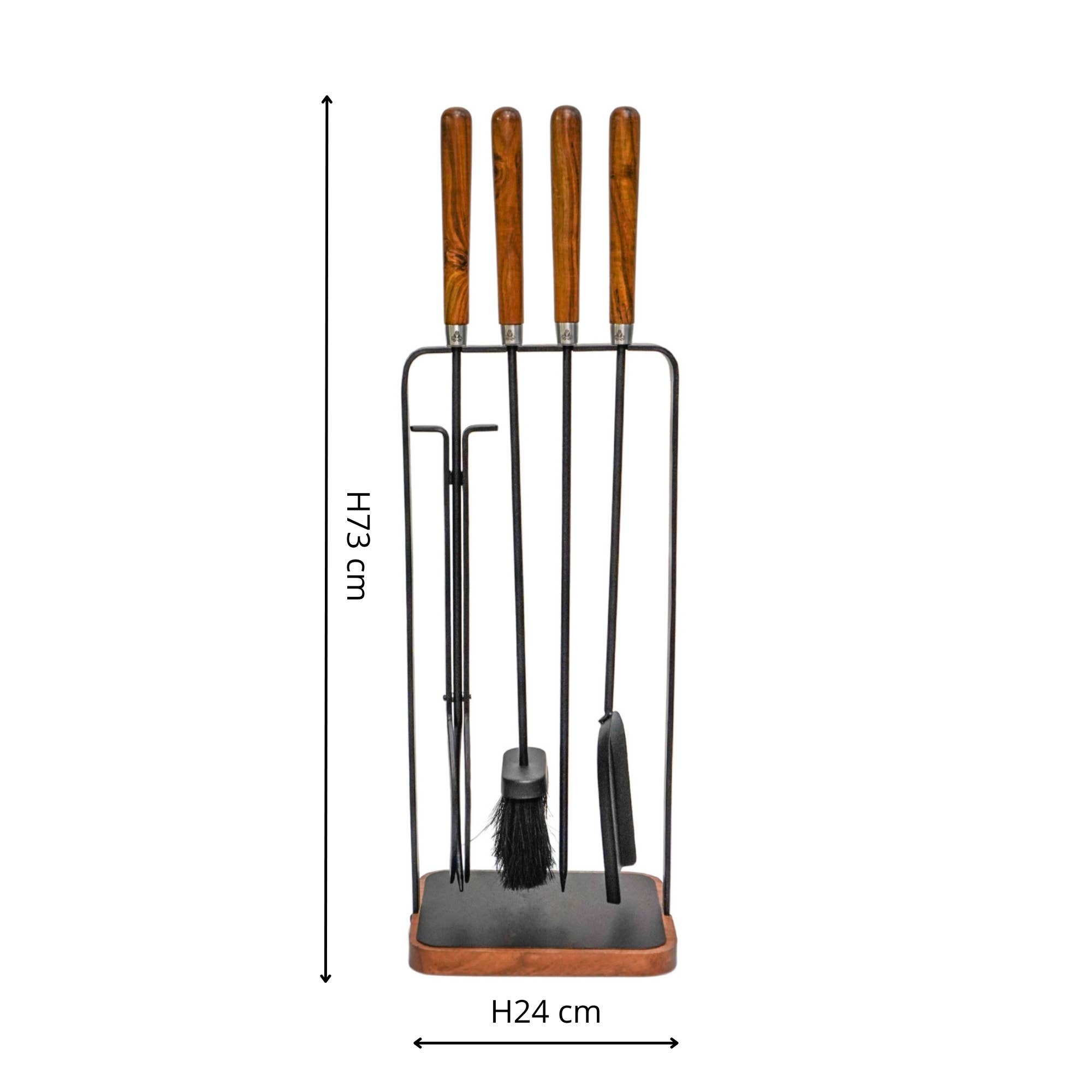 Ivyline – wholesale Fireplace screen – Fireside Wooden Handle Square Companion Set H73cm W24cm4