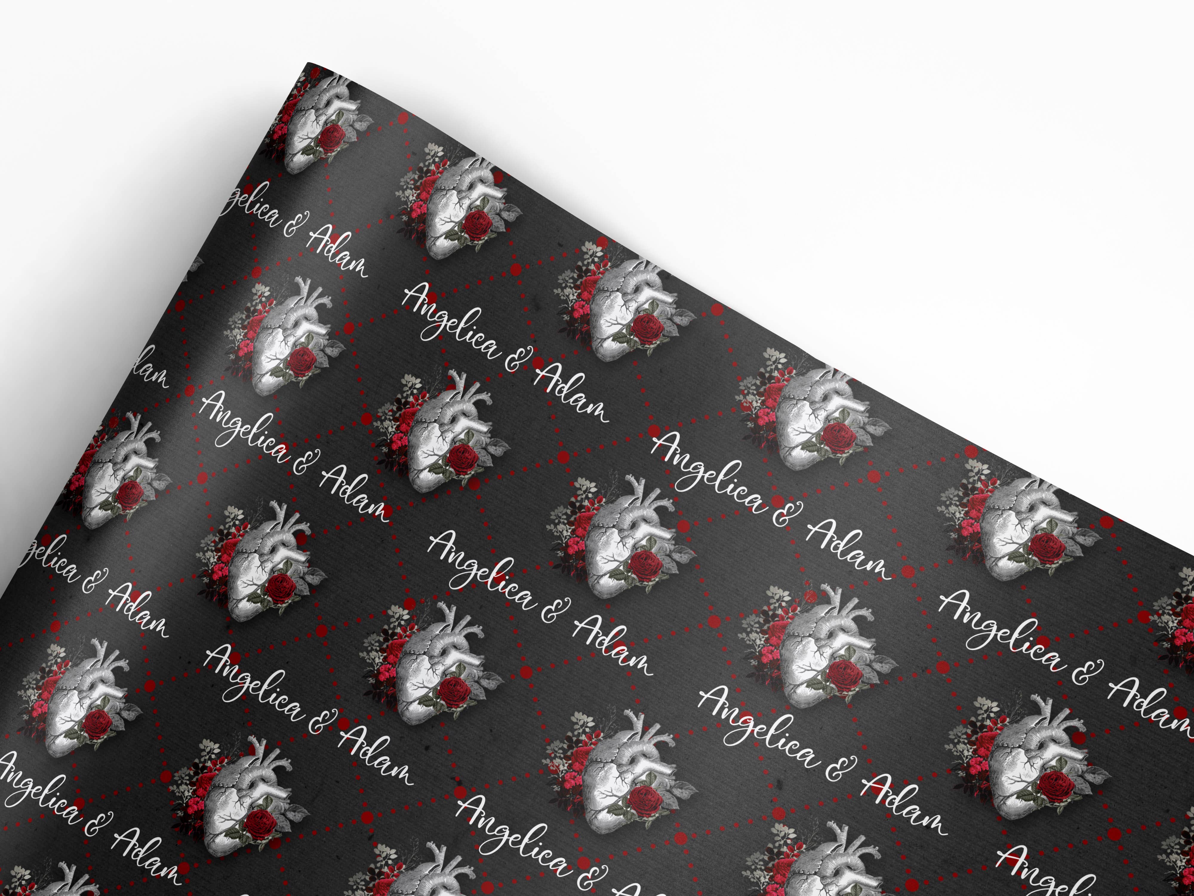 Cherry Digital Design – wholesale Flat wrap – Luxury Wrapping Paper Gothic Anatomical Heart 5 sheets1
