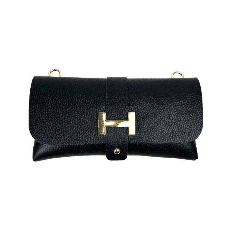 Chenson & Gorett - Vendita all'ingrosso Tracolla - Donna - Borsa da donna in pelle fiore con manico a catena rimovibile e chiusura con bottone1