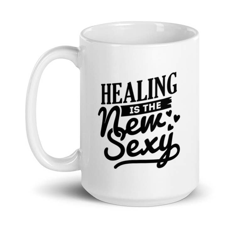 Mug Healing Is The New Sexy 15 oz pour la vente par Lifestyle by Suncera