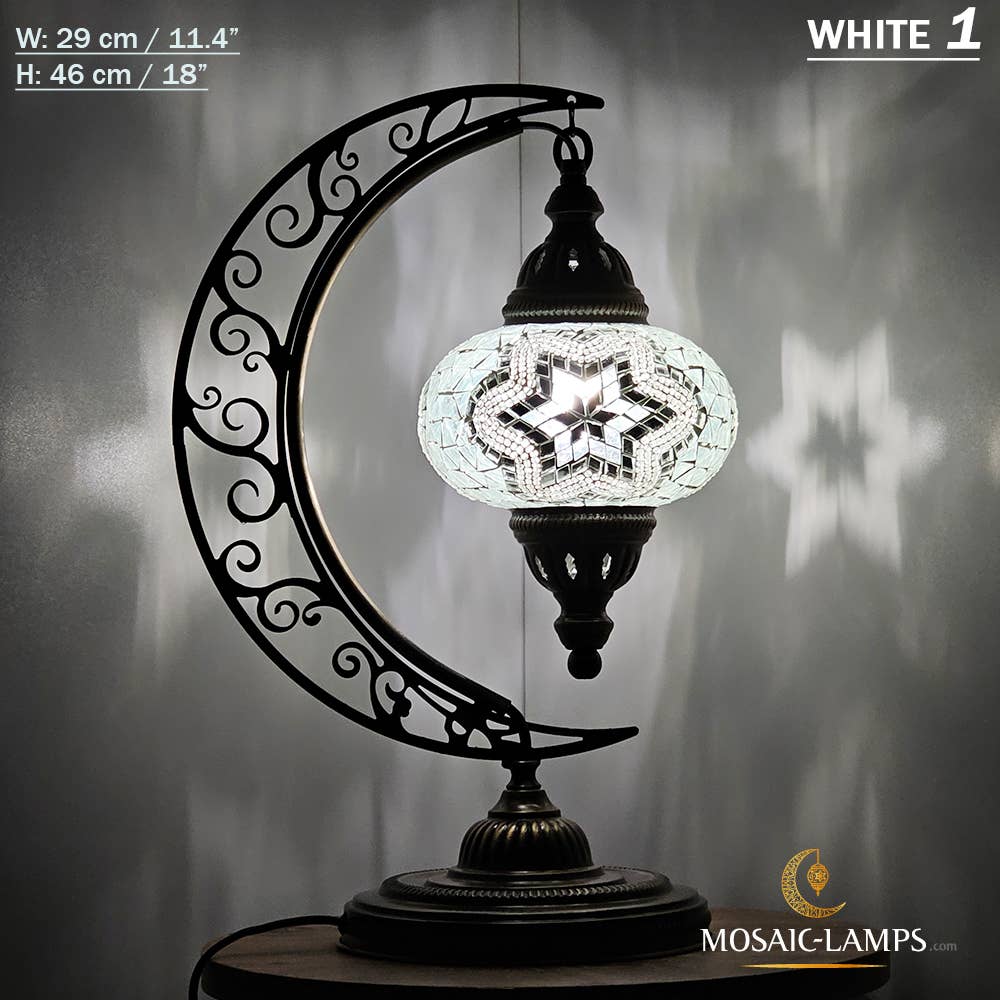 Mosaic Lamps - Wholesale Accent/Desk Lamp - 10+ Colors - Moroccan Moon Table Lamp, Arc, Murano Crescent77
