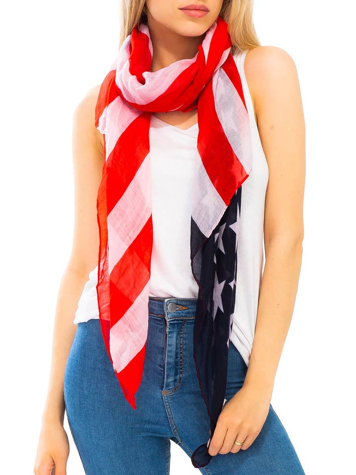 As Shown American Flag Chiffon Semi-sheer Swim Cover-up for wholesale on Faire4