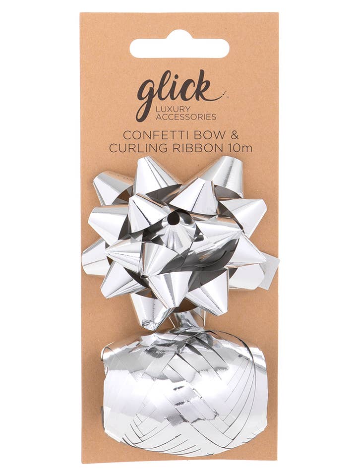 BOW/CURLING RIBBON MULTIPACK METALLIC SILVER for wholesale by Glick