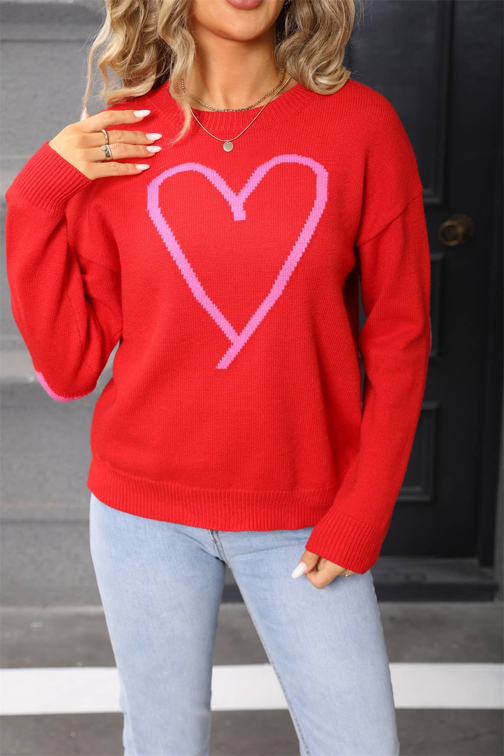 Hope & Sunshine - Wholesale Knit Sweater - Women's - Valentine's Heart Pullover Sweater12
