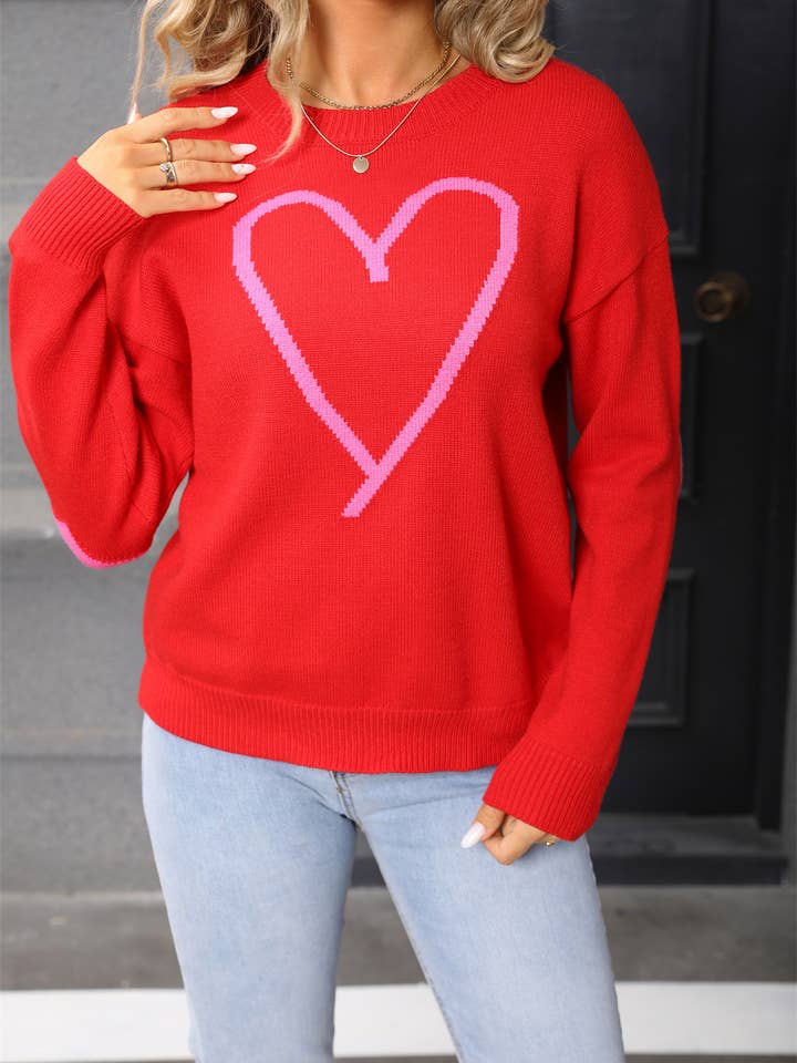 Hope & Sunshine - Wholesale Knit Sweater - Women's - Valentine's Heart Pullover Sweater12