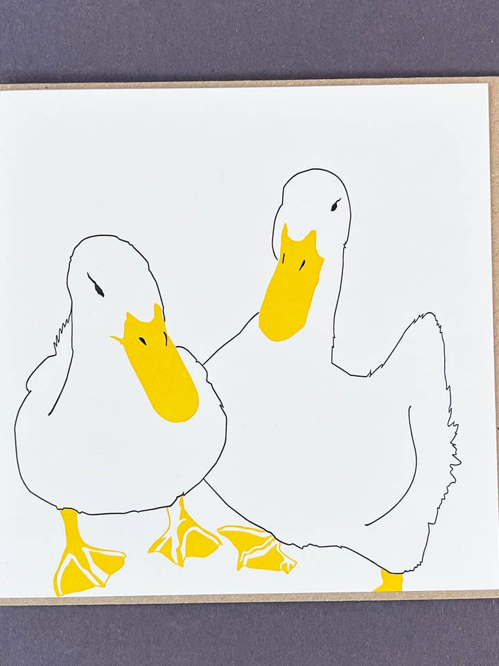 Carte Letterpress Canards Amoureux pour la vente par Penguin Ink