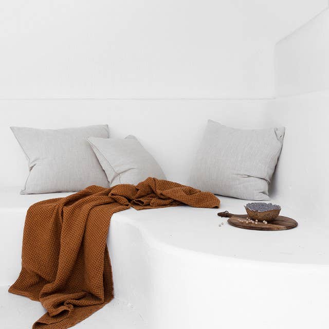 MagicLinen – Manta para sofá por atacado – Manta de waffle de linho em verde pistache