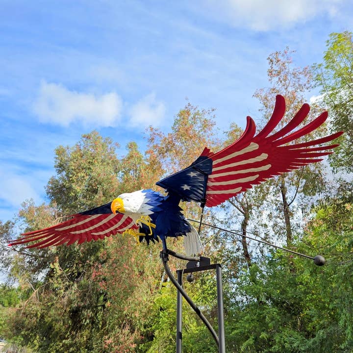 90" Metal Bald Eagle Yard Art - Kinetic Rocker for wholesale by Artisan Metal Art INC