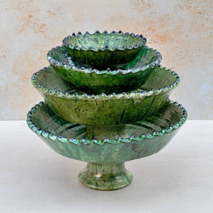 Tamegroute Green Glazed Pedestal Bowl - 4 Sizes and other Purchase Wholesale white marble chips. Free Returns & Net 60 Terms on Faire trending on Faire.