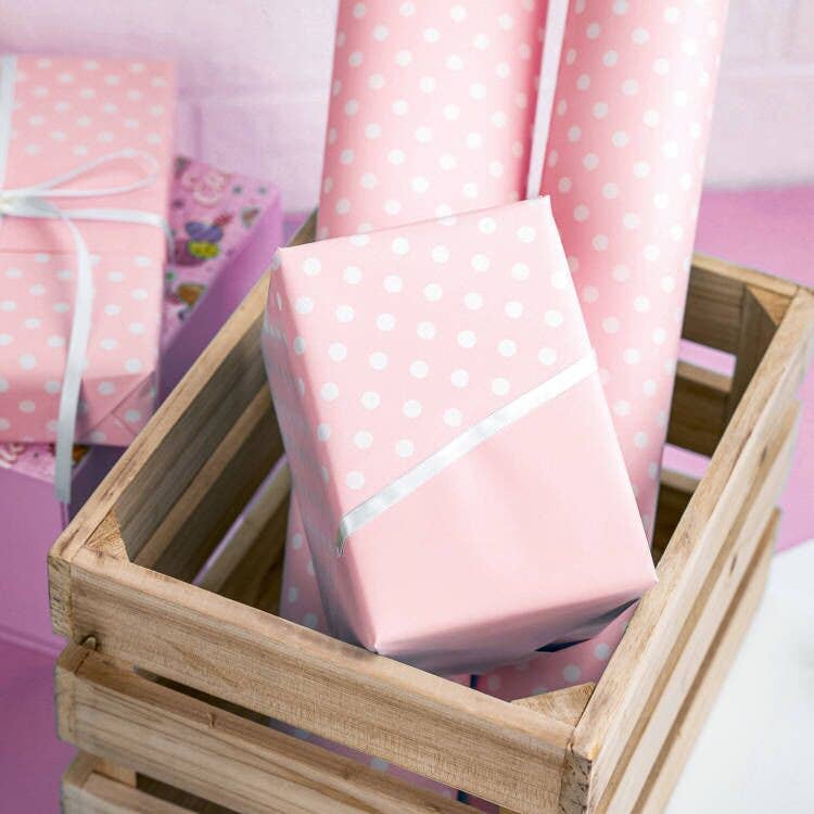 Wrapaholic Gifts & Packing Company - Wholesale Wrapping Paper Roll - Reversible Wrapping Paper - Jumbo Roll Baby Pink Polka Dots3