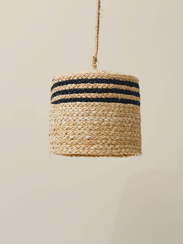 Striped Braided Raffia Small Lamp Shade for wholesale by Indego Africa