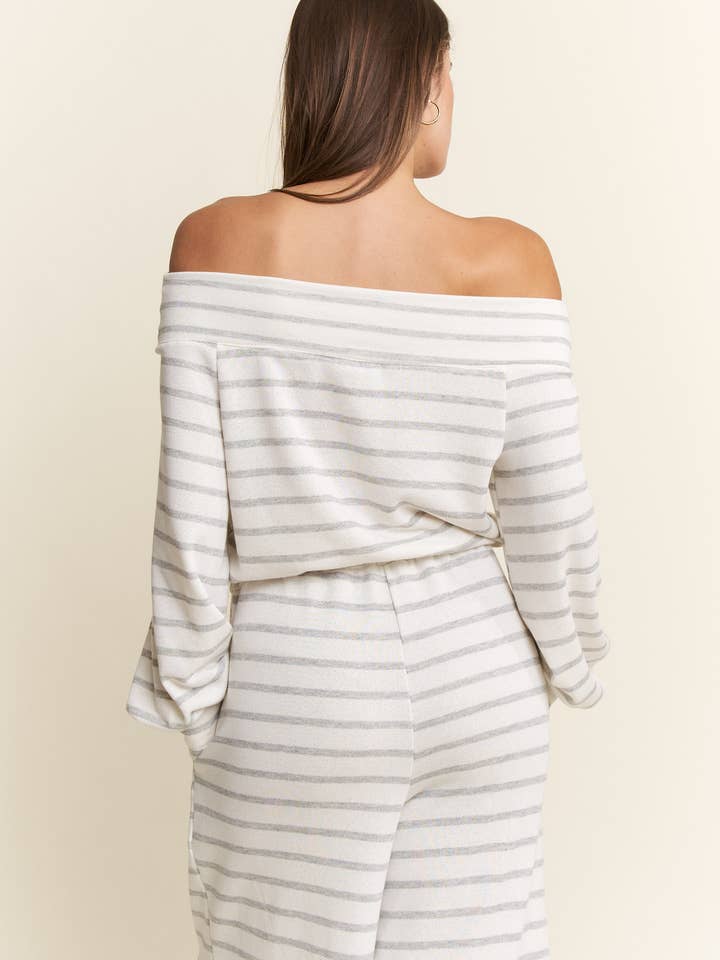 JADE BY JANE PLUS - Wholesale Jumpsuit - Women's - (PLUS SIZE) OFF-SHOULDER STRIPED TERRY JUMPSUIT20