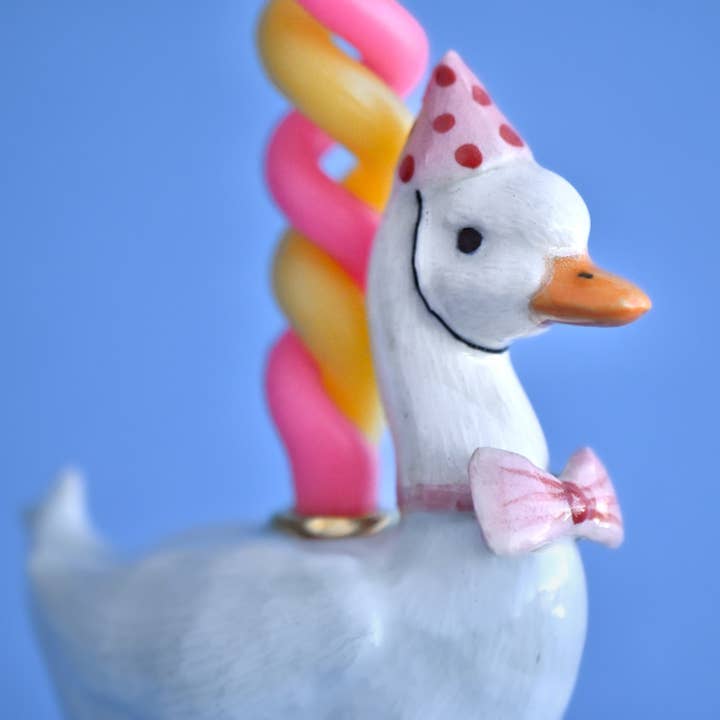 Camp Hollow Porcelain Animal Treasures - Wholesale Cake/Cupcake Topper - Pink Goose Cake Topper