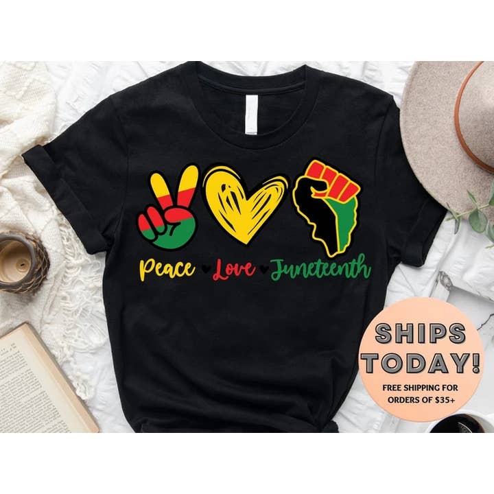 Juneteenth Shirt, Peace Love Juneteenth Shirt,Free-ish Shirt for wholesale by Alaridesign
