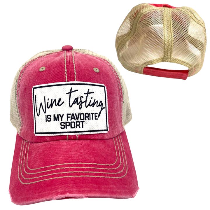 dkhandmade - Wholesale Trucker Hat - Unisex - WINE TASTING IS MY FAVORITE SPORT | UNISEX HAT | DISTRESSED11