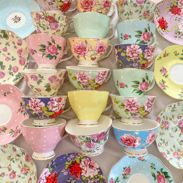 All Little Cute Things - Wholesale Tea Set - Mismatched teacups for Spring Tea party, Event Planner