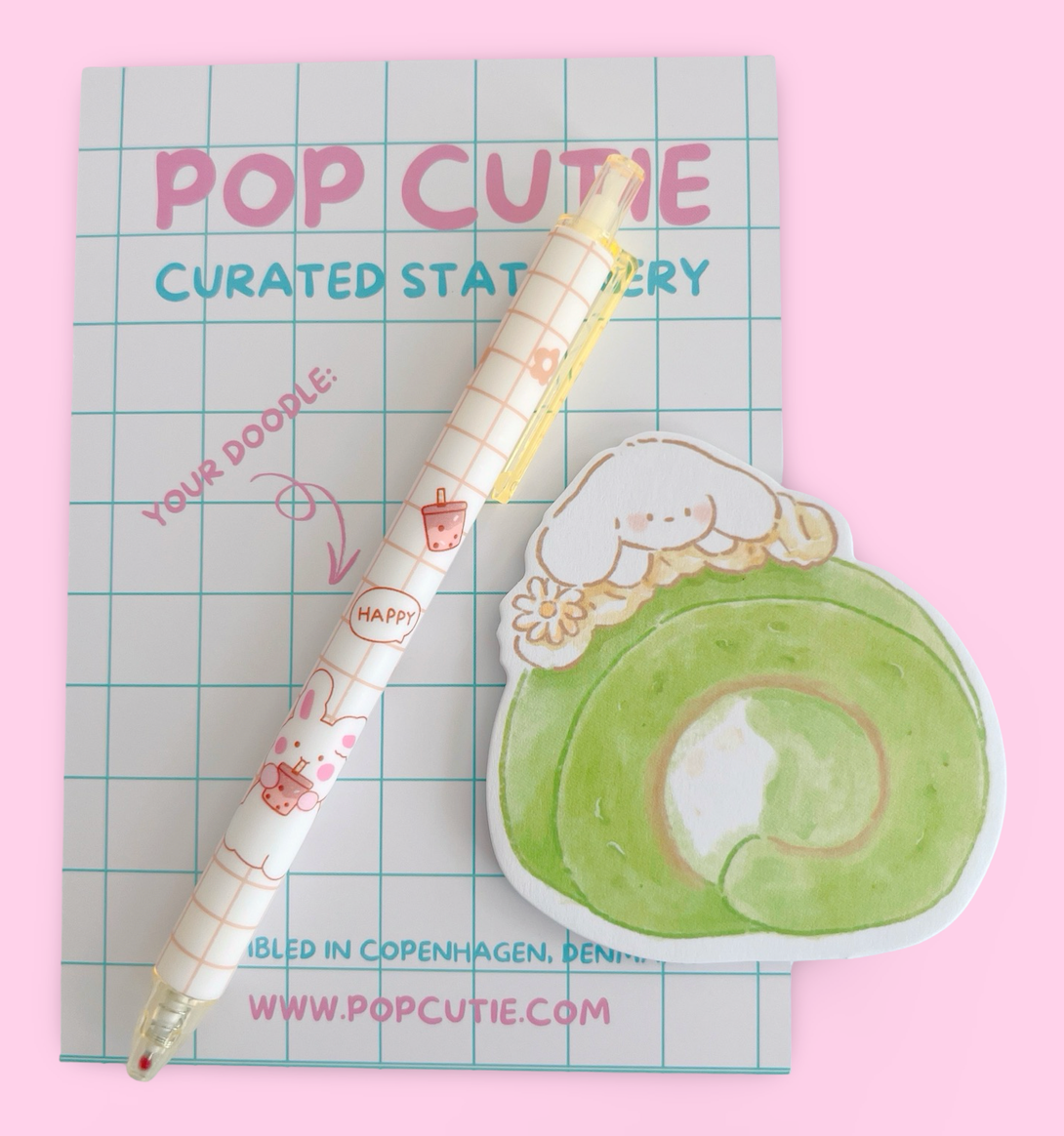 Pop Cutie Accessories & Gifts - Wholesale Sticky Notes - Matcha Puppy Stationery Set - Memo Pen 4