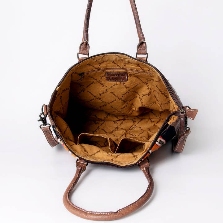 LS Western - Wholesale Tote Bag - Women's - ADBG1005 American Darling Handwoven Saddle Blanket Tote Bag Genuine Leather Trim21