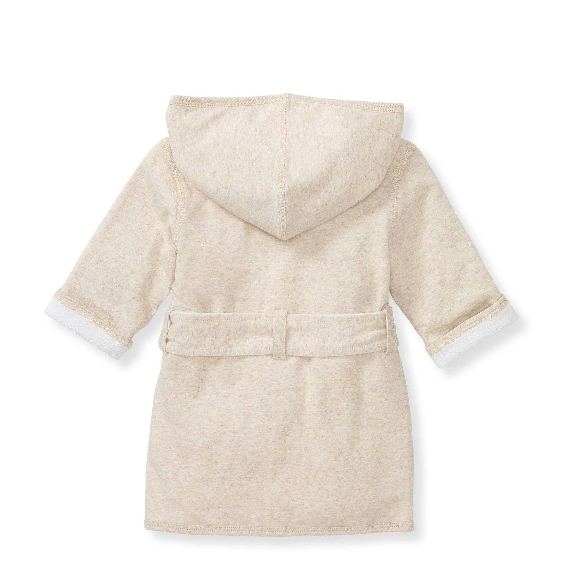 Oatmeal Organic Cotton Knit Terry Hooded Robe for wholesale on Faire4
