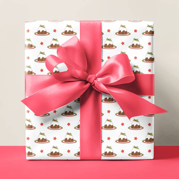 Papel de regalo de pudín de Navidad - Con etiqueta a juego para venta al por mayor de Mac and lilly