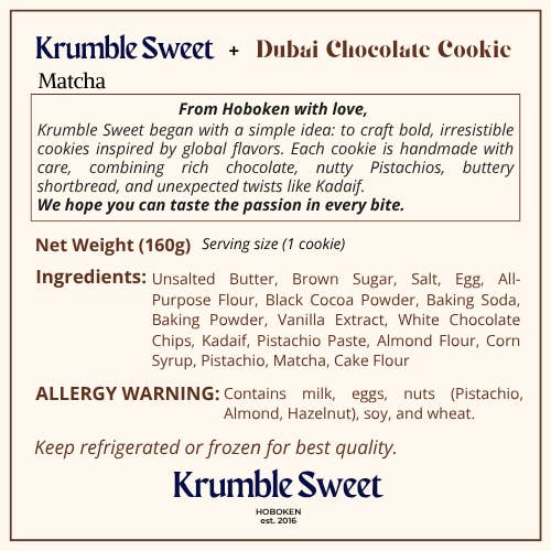 Krumble Sweet - Wholesale Koekje - Dubai Chocoladekoekje - Matcha Smaak14