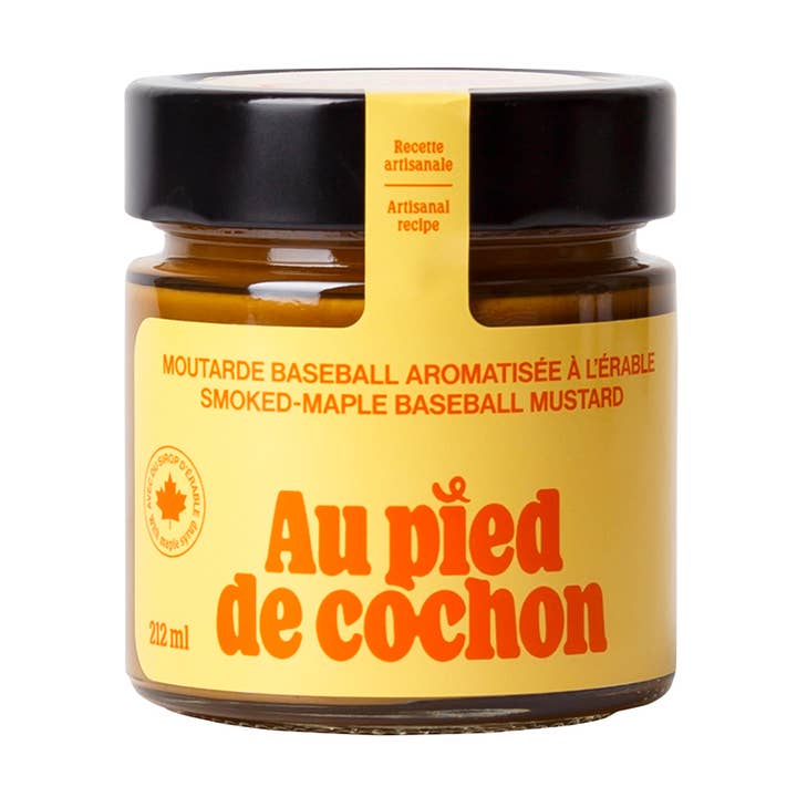 "Au pied de cochon" smoked maple baseball mustard for wholesale by Favuzzi (Canada)