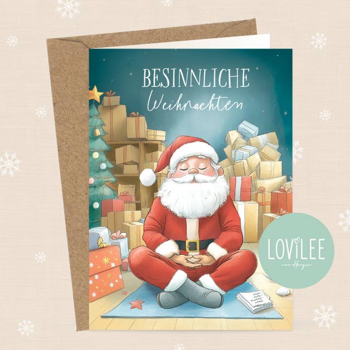 Santa Meditates | Christmas Card Folded Card | No. WK-FC-03 for wholesale by LOViLEE