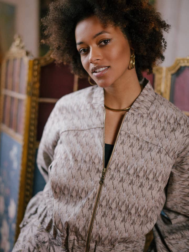 Moanda Cropped Patterned Twill Jacket for wholesale by IN OUR NAME