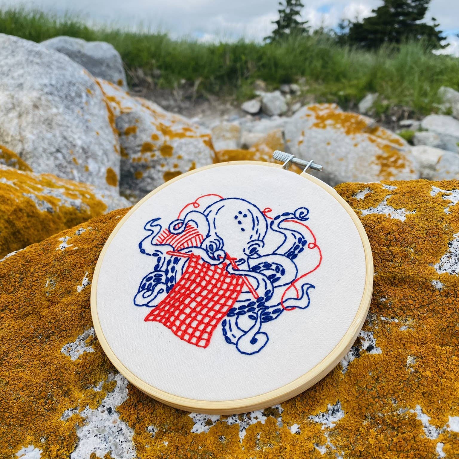 Hook, Line & Tinker Embroidery Kits - Wholesale Embroidery/Cross Stitch Supplies - Octopus Knitting Complete Embroidery Kit4