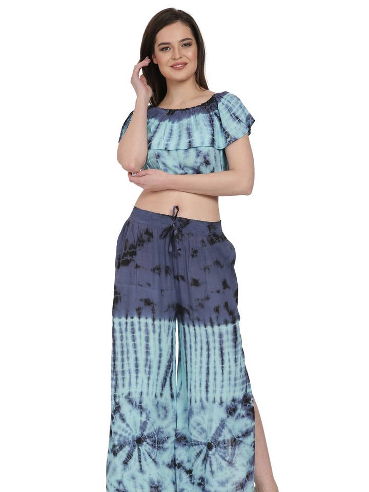 Tie-Dye Blouse & Pants Beach Set WS-7001 for wholesale by Advance Apparels