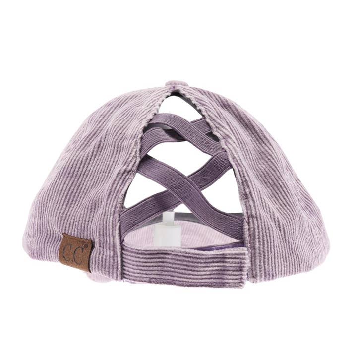 C.C Beanie - Wholesale Baseball Cap - Women's - Stonewashed Corduroy Criss Cross High Pony C.C Ball Cap BT10146