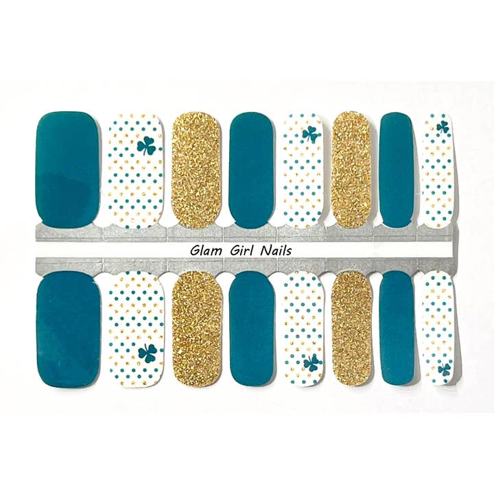 Shamrock Sparkle Nail Wraps for wholesale by Glam Girl Nails